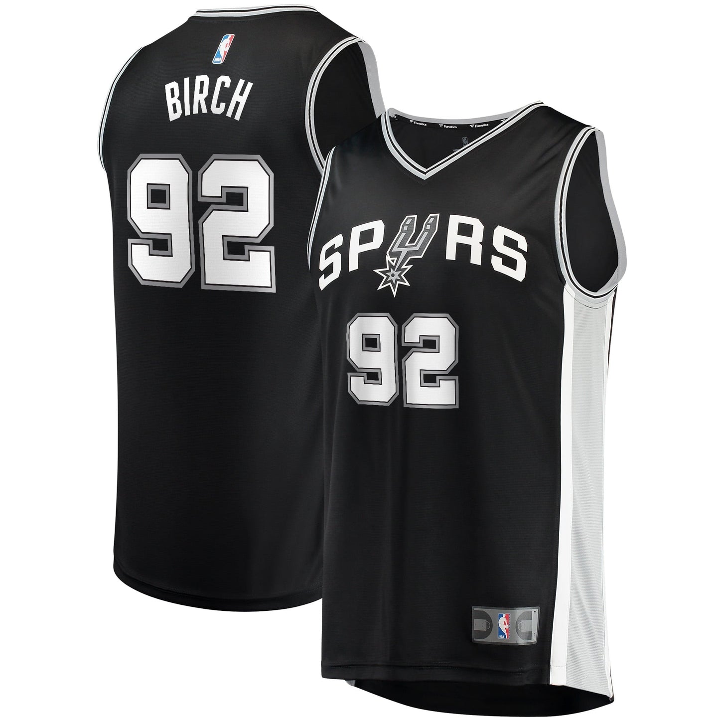 Men's Fanatics Branded Khem Birch Black San Antonio Spurs Fast Break Player Jersey - Icon Edition