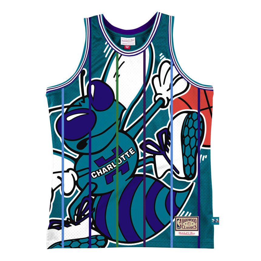 Men's Charlotte Hornets Mitchell & Ness Teal Hardwood Classics Blown Out Fashion Jersey