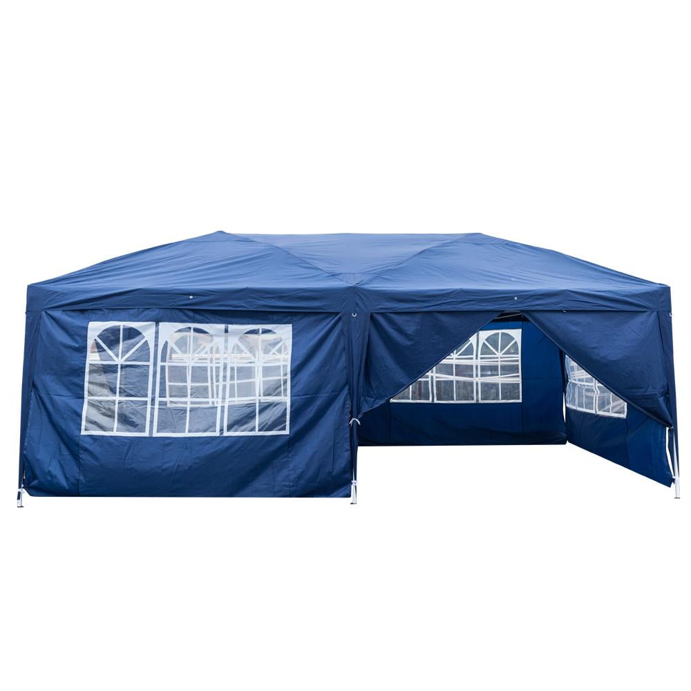UBesGoo Ez Pop Up Patio Canopy Tent Gazebo Outdoor Party with 6 Sidewalls 10 x 20 ft Blue