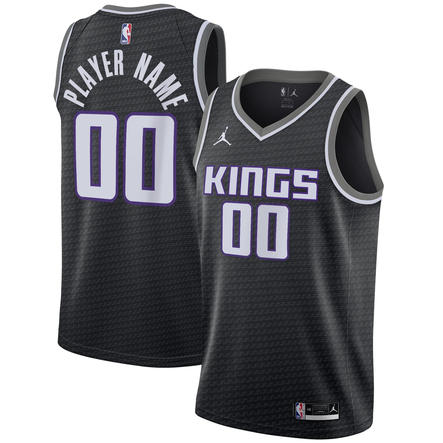 Sacramento Kings Jordans Brand Swingman Custom Jersey - Statement Edition - Black