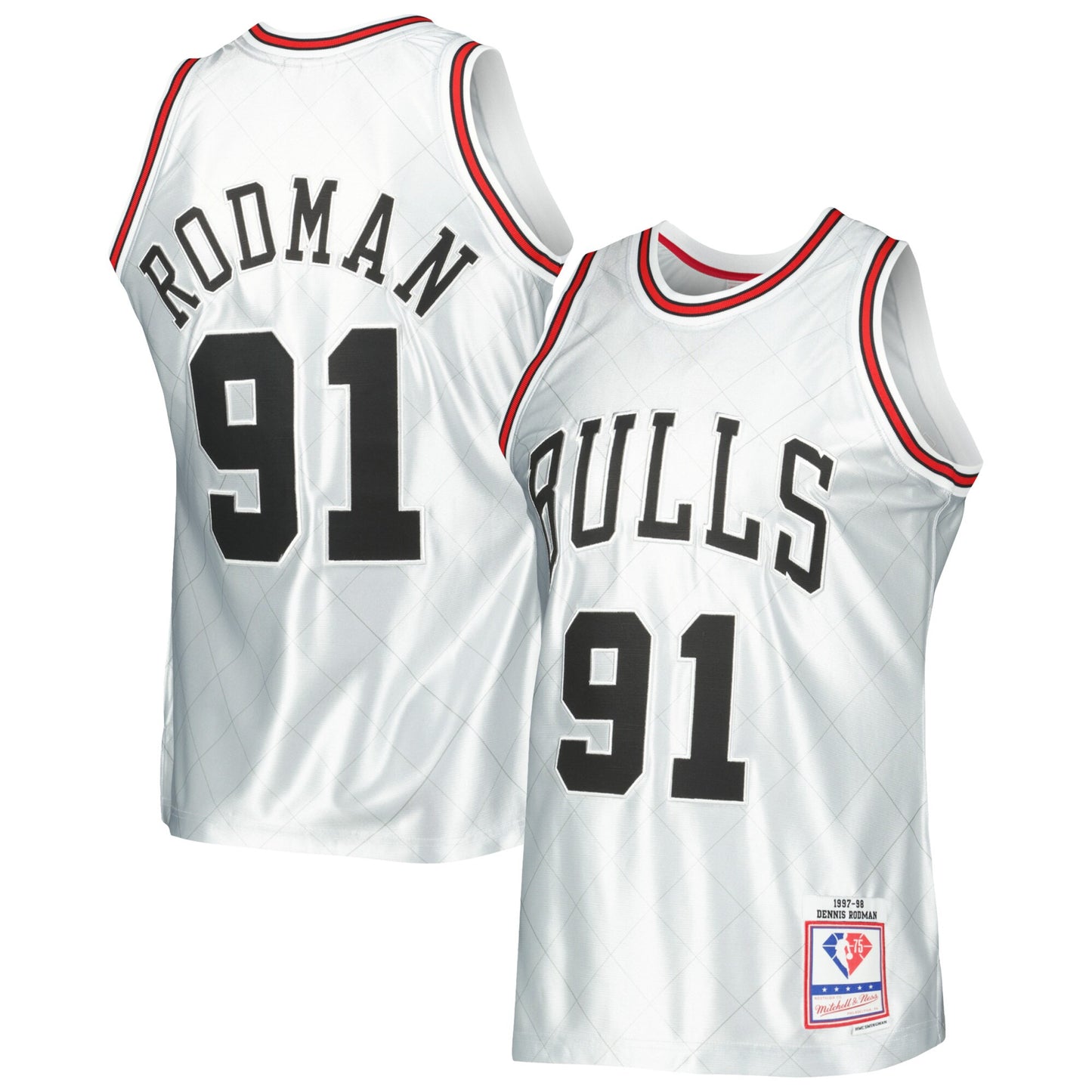 Dennis Rodman Chicago Bulls Mitchell & Ness 1997/98 Hardwood Classics 75th Anniversary Swingman Jersey - Platinum